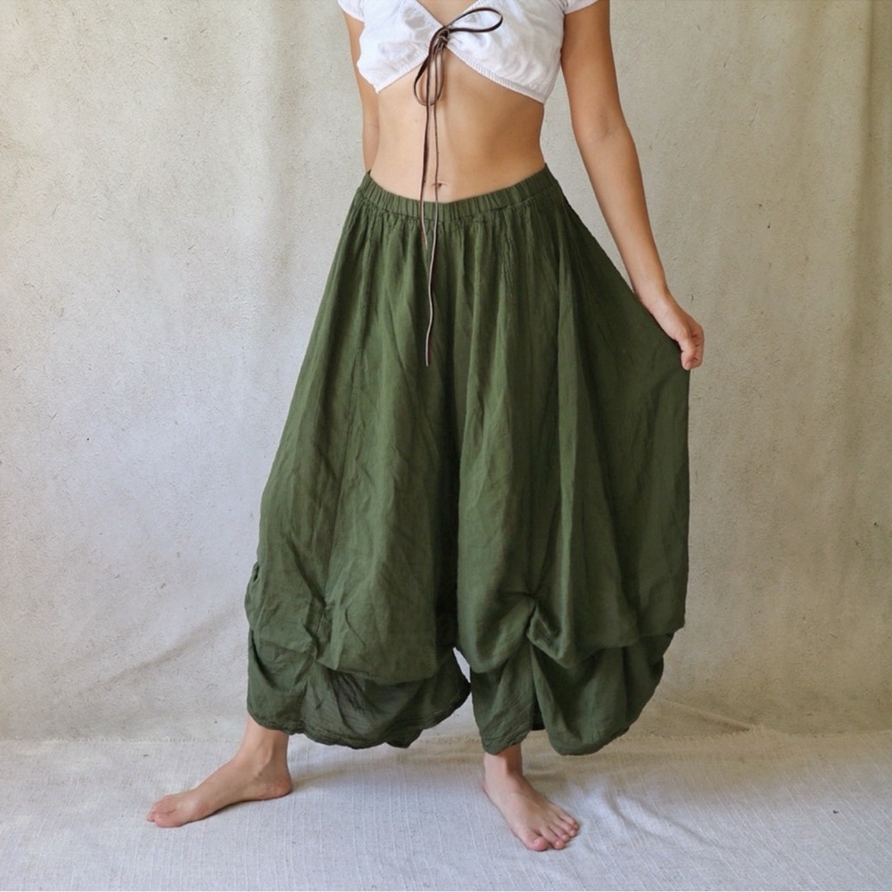 Jaded Gypsy -  Olive Green Balloon Harem Pants - Picture 3 of 5